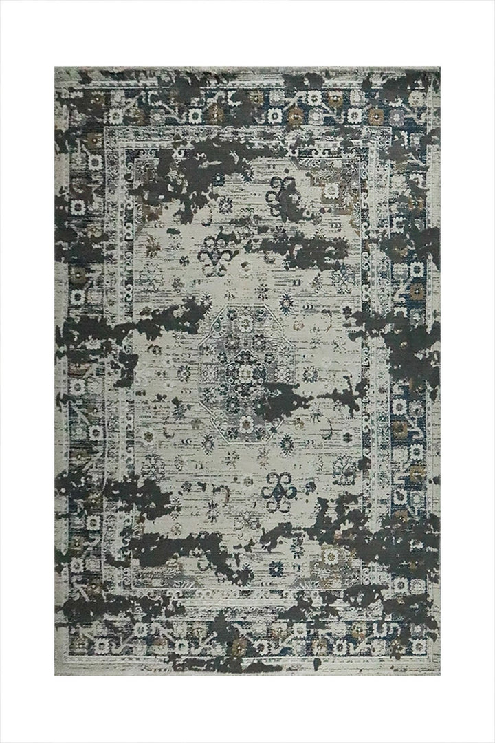 Turkish Modern Festival Plus Rug - Gray and Cream - 5.2 x 7.5 FT - Superior Comfort, Modern Style Accent Rugs - V Surfaces