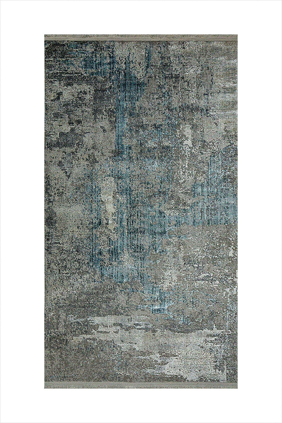 Turkish Modern Festival Viscos Rug - 2.6 x 3.9 FT - Beige & Blue - Sleek and Minimalist for Chic Interiors - V Surfaces