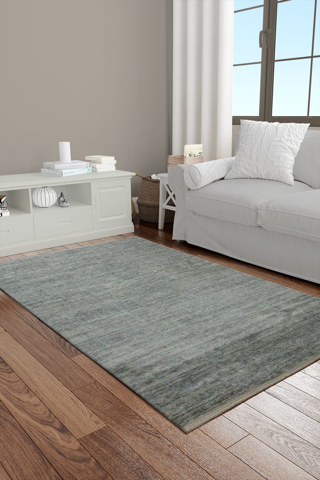 Turkish Modern Festival Viscos Rug - 2.6 x 3.9 FT - Gray - Sleek and Minimalist for Chic Interiors - V Surfaces