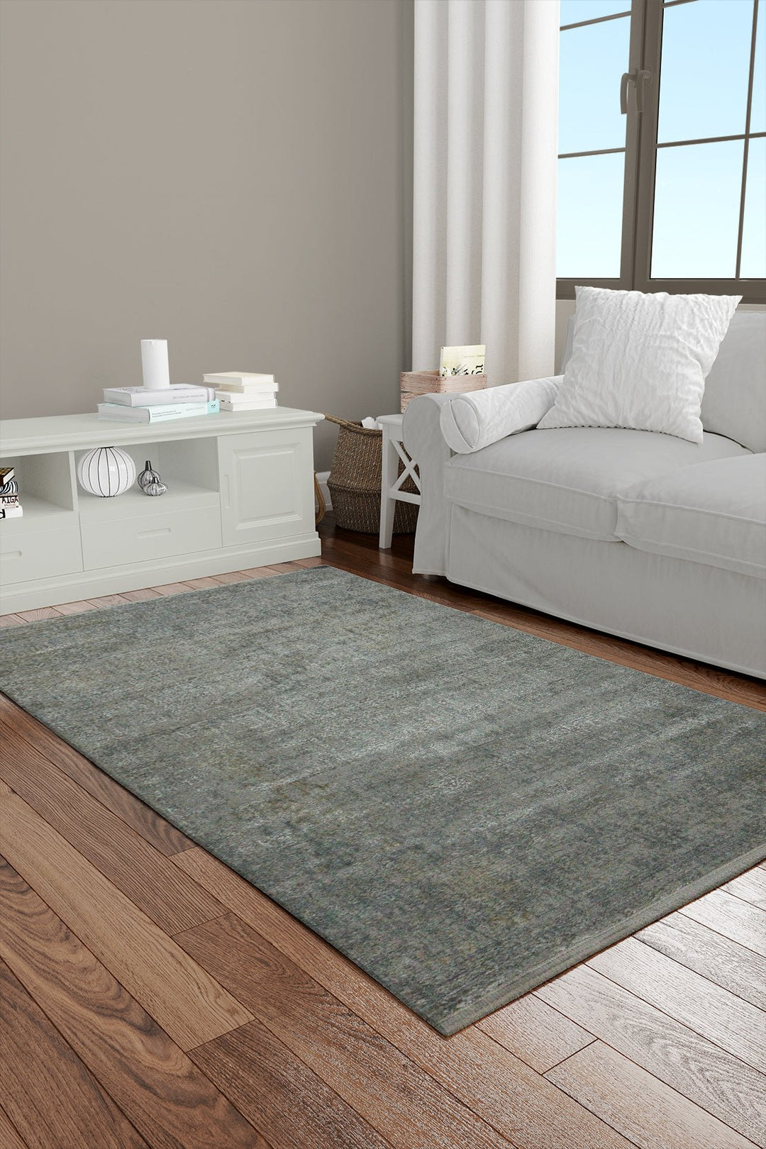 Turkish Modern Festival Viscos Rug - 2.6 x 3.9 FT - Gray - Sleek and Minimalist for Chic Interiors - V Surfaces