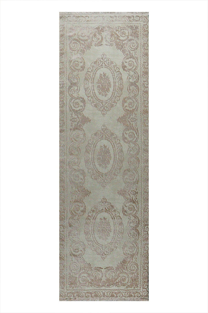 Turkish Modern Festival Viscos Rug - 3.2 x 9.8 FT - Cream - Sleek and Minimalist for Chic Interiors - V Surfaces