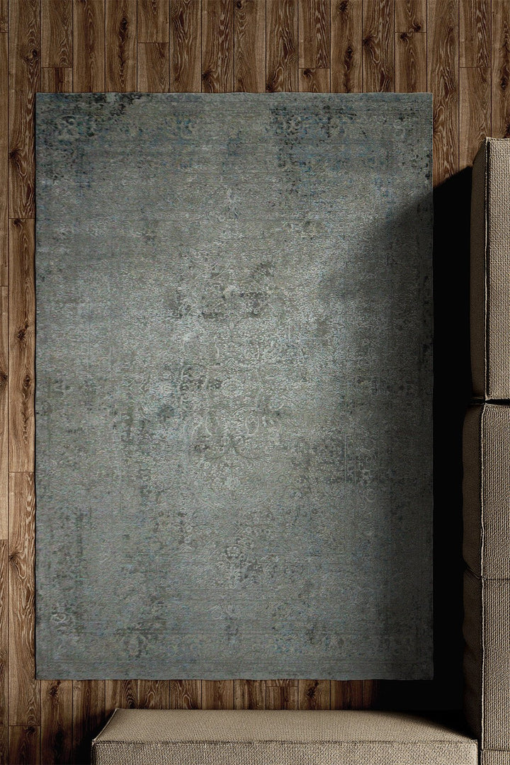 Turkish Modern Festival Viscos Rug - 4.9 x 8.0 FT - Gray - Sleek and Minimalist for Chic Interiors - V Surfaces