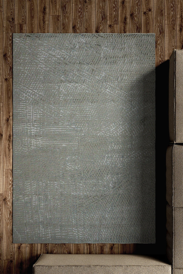 Turkish Modern Festival Viscos Rug - 5.2 x 7.5 FT - Gray - Sleek and Minimalist for Chic Interiors - V Surfaces