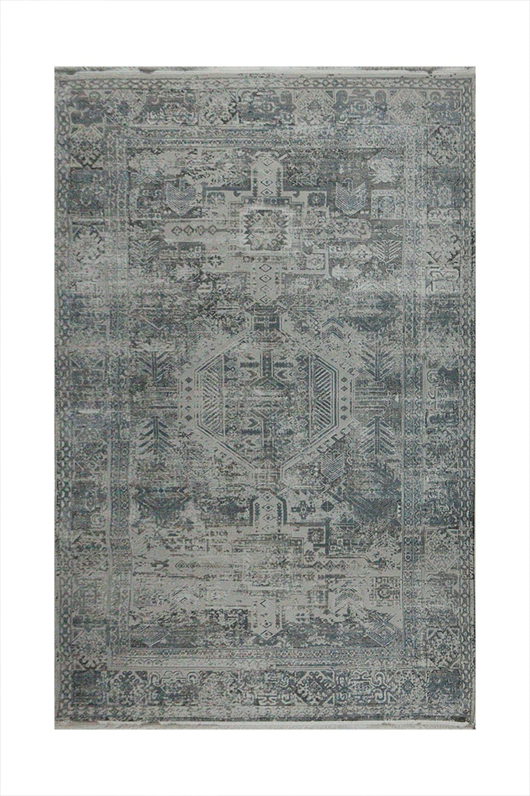 Turkish Modern Festival Viscos Rug - Gray - 5.2 x 7.5 FT - Sleek And Minimalist For Chic Interiors - V Surfaces