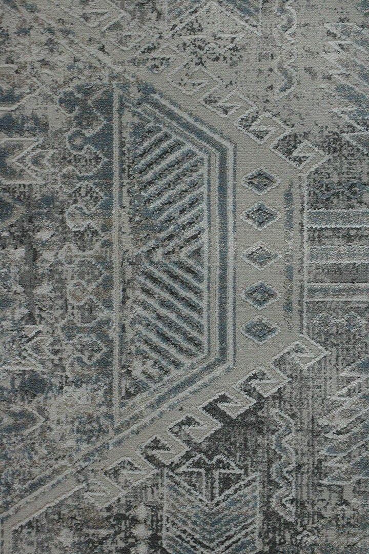 Turkish Modern Festival Viscos Rug - Gray - 5.2 x 7.5 FT - Sleek And Minimalist For Chic Interiors - V Surfaces