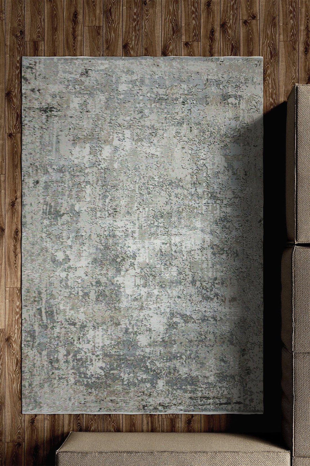 Turkish Modern Festival Viscos Rug - White & Gray - 5.2 x 7.5 FT - Sleek And Minimalist For Chic Interiors - V Surfaces