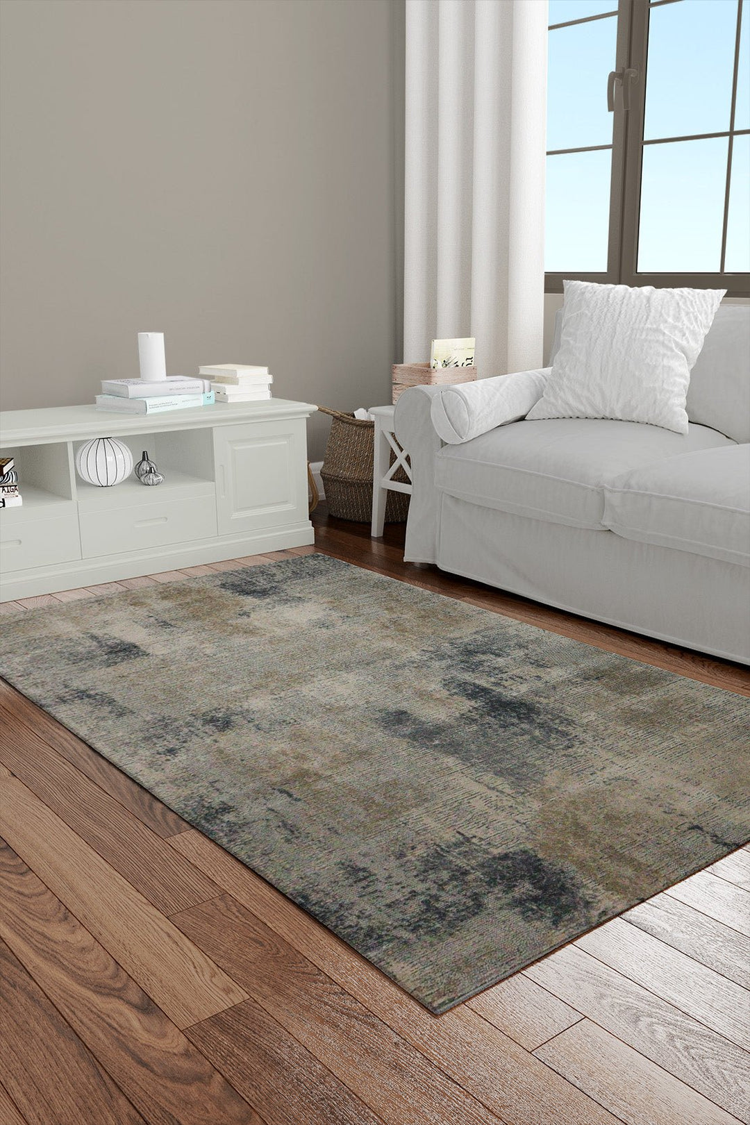 Turkish Modern Festival Viscose Rug - Beige - 3.9 X 5.9 Ft- Sleek And Minimalist For Chic Interiors - V Surfaces