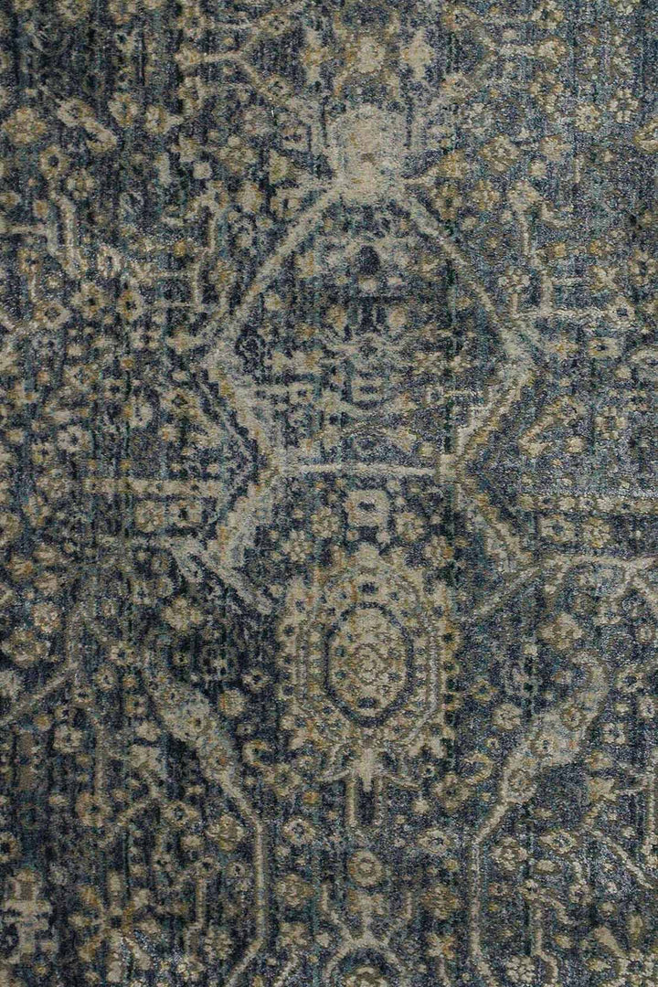 Turkish Modern Festival Viscose Rug - Blue - 3.9 X 5.9 Ft- Sleek And Minimalist For Chic Interiors - V Surfaces