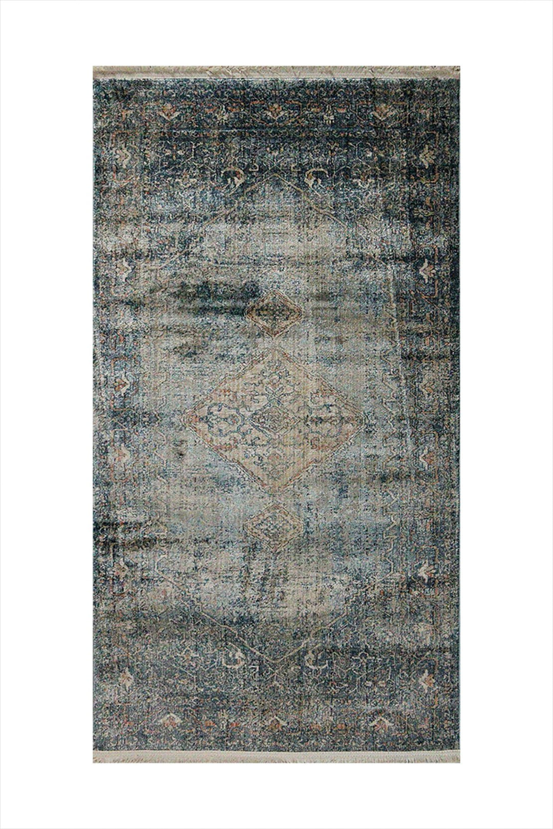 Turkish Modern Festival Viscose Rug - L Blue - 2.6 X 3.9 Ft- Sleek And Minimalist For Chic Interiors - V Surfaces