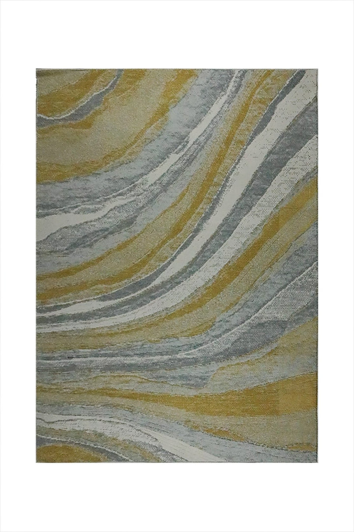 Turkish Modern Festival WD Rug - 5.2 x 7.2 FT - Gray and Yellow - Sleek and Minimalist for Chic Interiors - V Surfaces