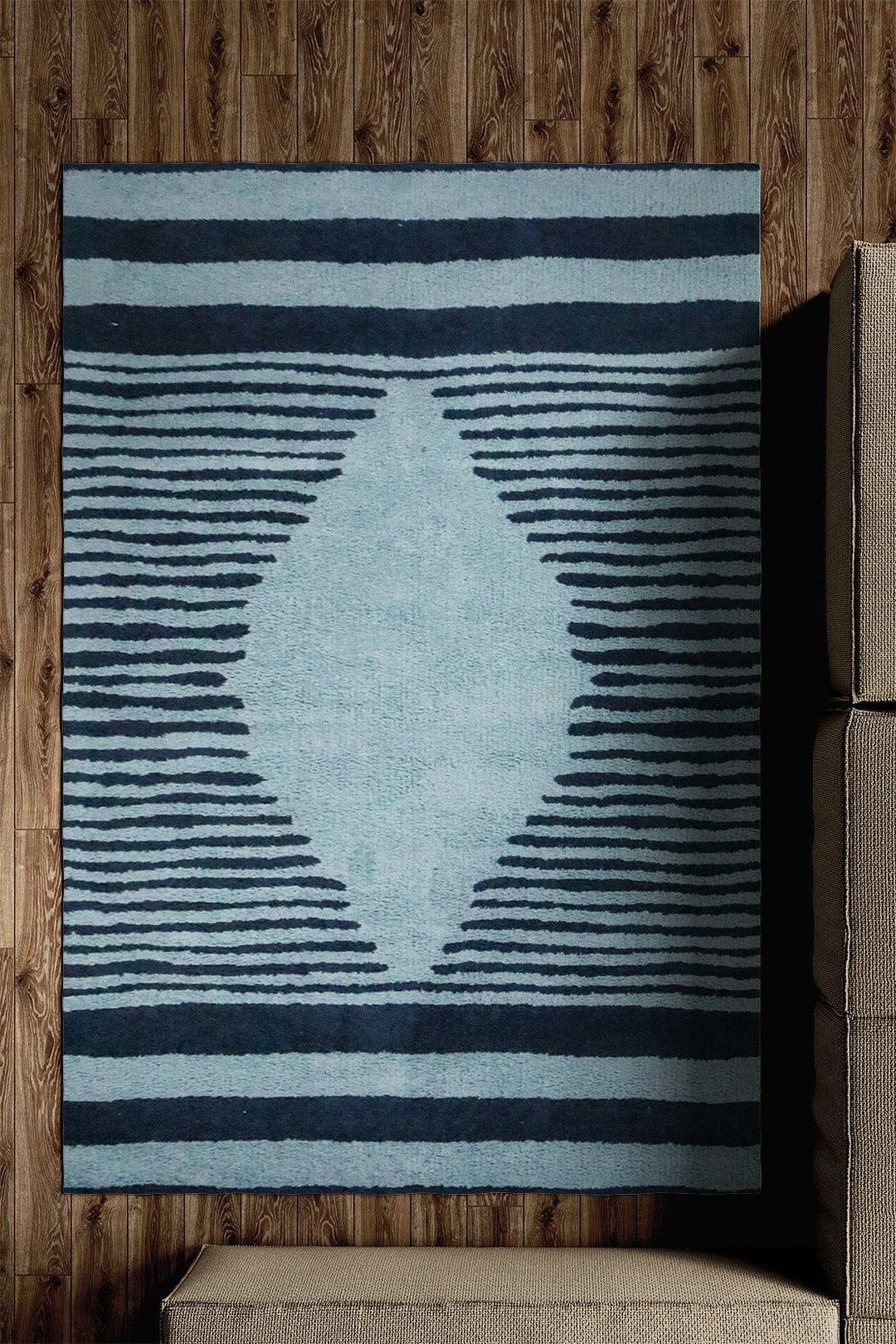 Turkish Modern Festival WD Rug - 5.2 x 7.5 FT - Blue - Sleek and Minimalist for Chic Interiors - V Surfaces