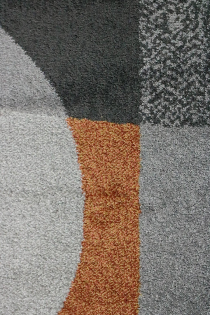 Turkish Modern Festival WD Rug - 5.2 x 7.5 FT - Gray and Orange - Sleek and Minimalist for Chic Interiors - V Surfaces