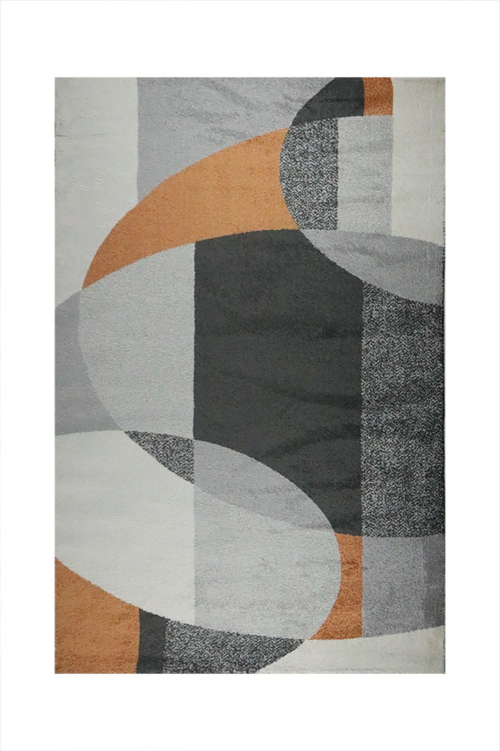 Turkish Modern Festival WD Rug - 5.2 x 7.5 FT - Gray and Orange - Sleek and Minimalist for Chic Interiors - V Surfaces