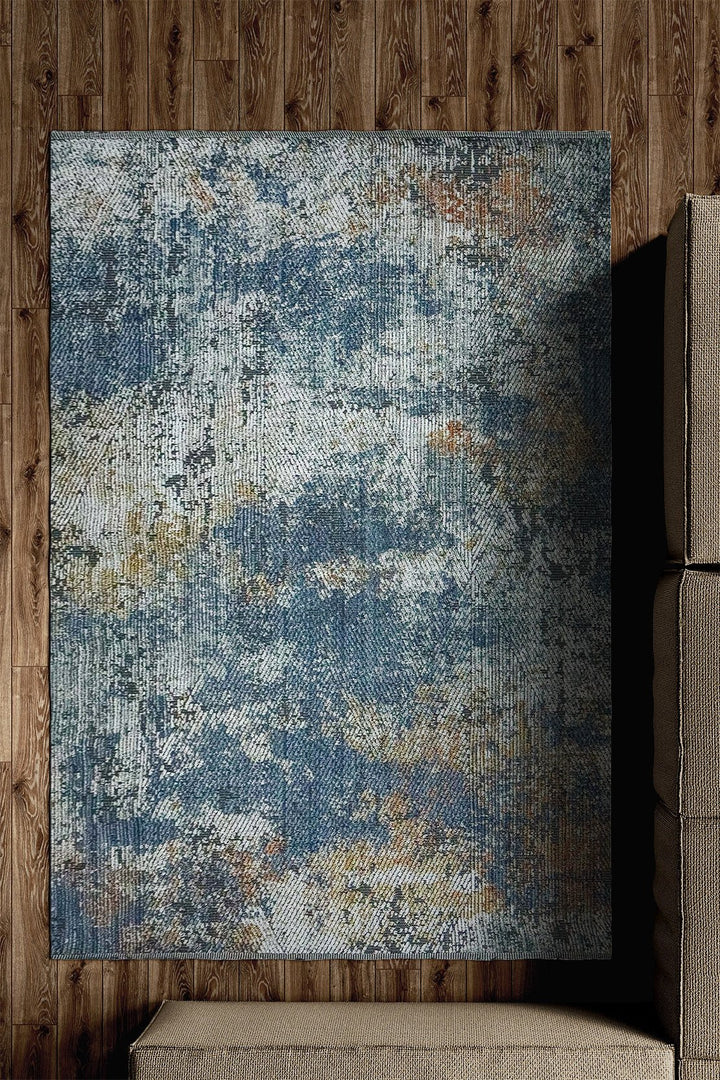 Turkish Modern Festival WD Rug - 5.3 x 7.2 FT - Gray and Blue - Sleek and Minimalist for Chic Interiors - V Surfaces