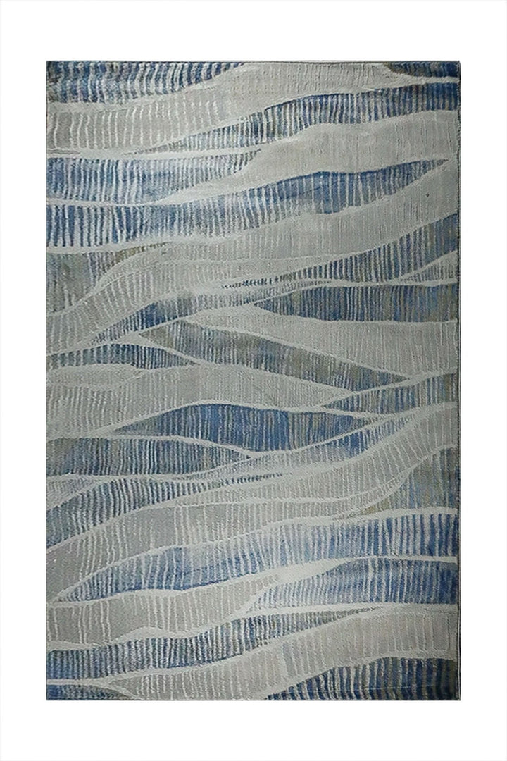 Turkish Modern Festival WD Rug - 5.3 x 7.5 FT - Blue and Gray - Sleek and Minimalist for Chic Interiors - V Surfaces