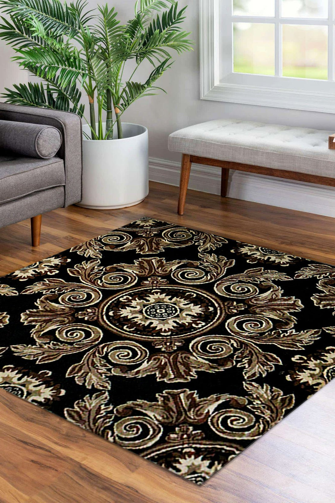 Turkish Modern Festival WD Rug - 6.5 x 9.5 FT - Black - Superior Comfort, Modern Style Accent Rugs - V Surfaces