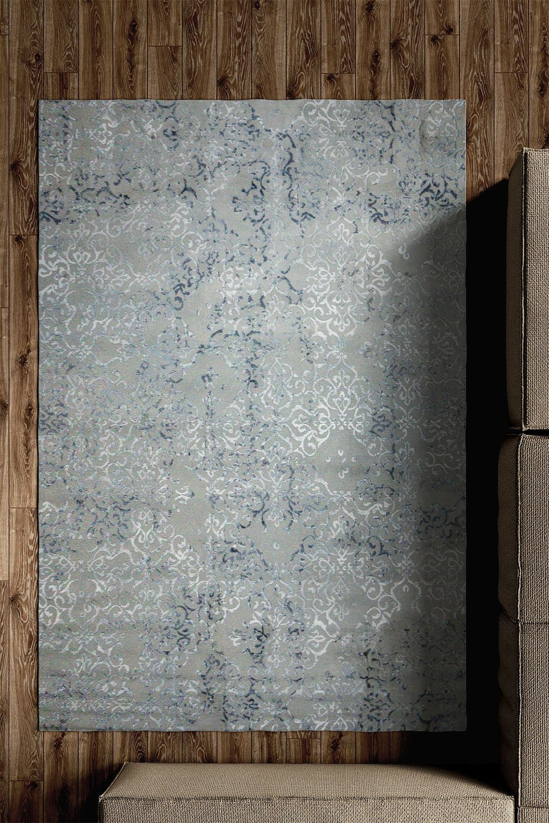 Turkish Modern Festival WD Rug - 6.6 x 9.5 FT - Gray & Blue - Sleek and Minimalist for Chic Interiors - V Surfaces