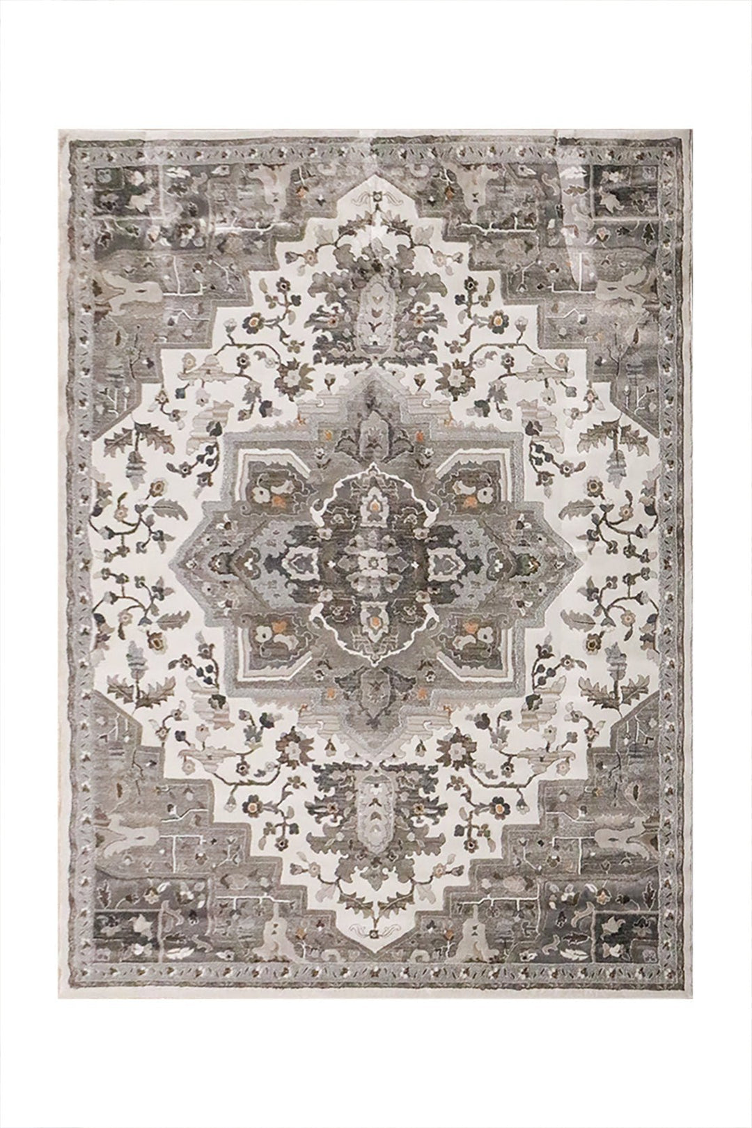 Turkish Modern Festival WD Rug - 7.8 x 9.8 FT - White & Gray - Sleek and Minimalist for Chic Interiors - V Surfaces