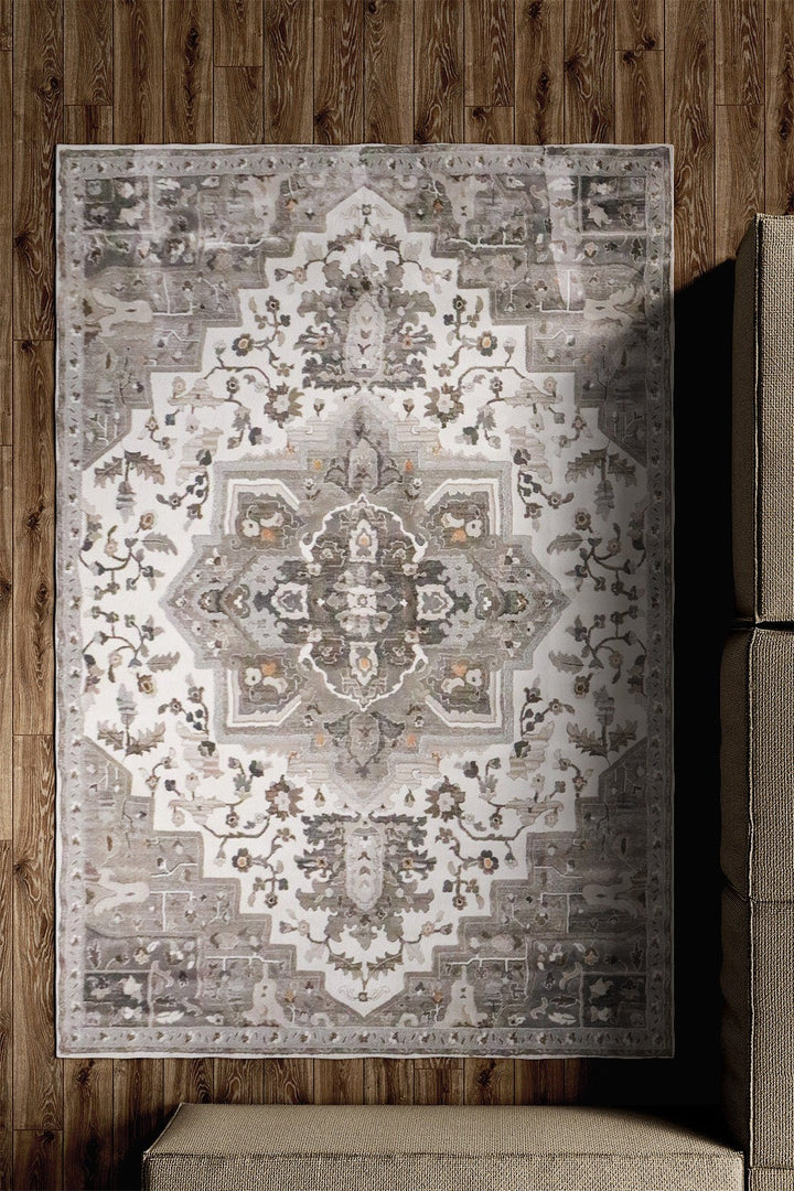 Turkish Modern Festival WD Rug - 7.8 x 9.8 FT - White & Gray - Sleek and Minimalist for Chic Interiors - V Surfaces