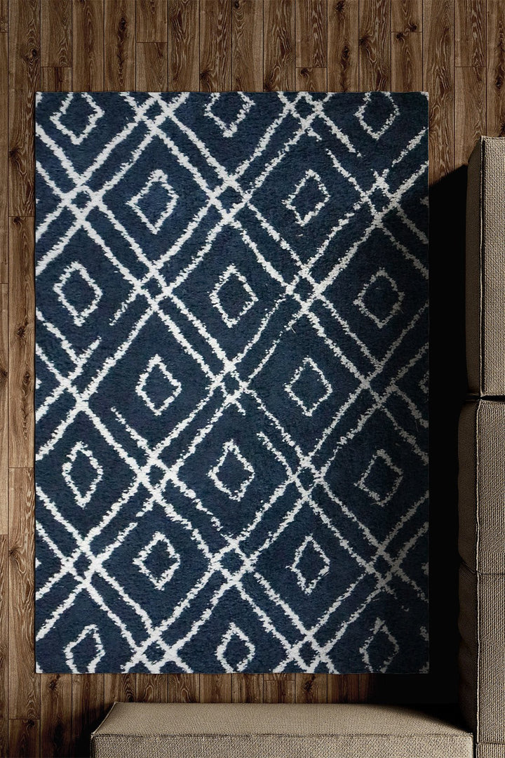 Turkish Modern Festival WD Shaggy Rug - 5.2 x 7.5 FT - Blue - Sleek and Minimalist for Chic Interiors - V Surfaces