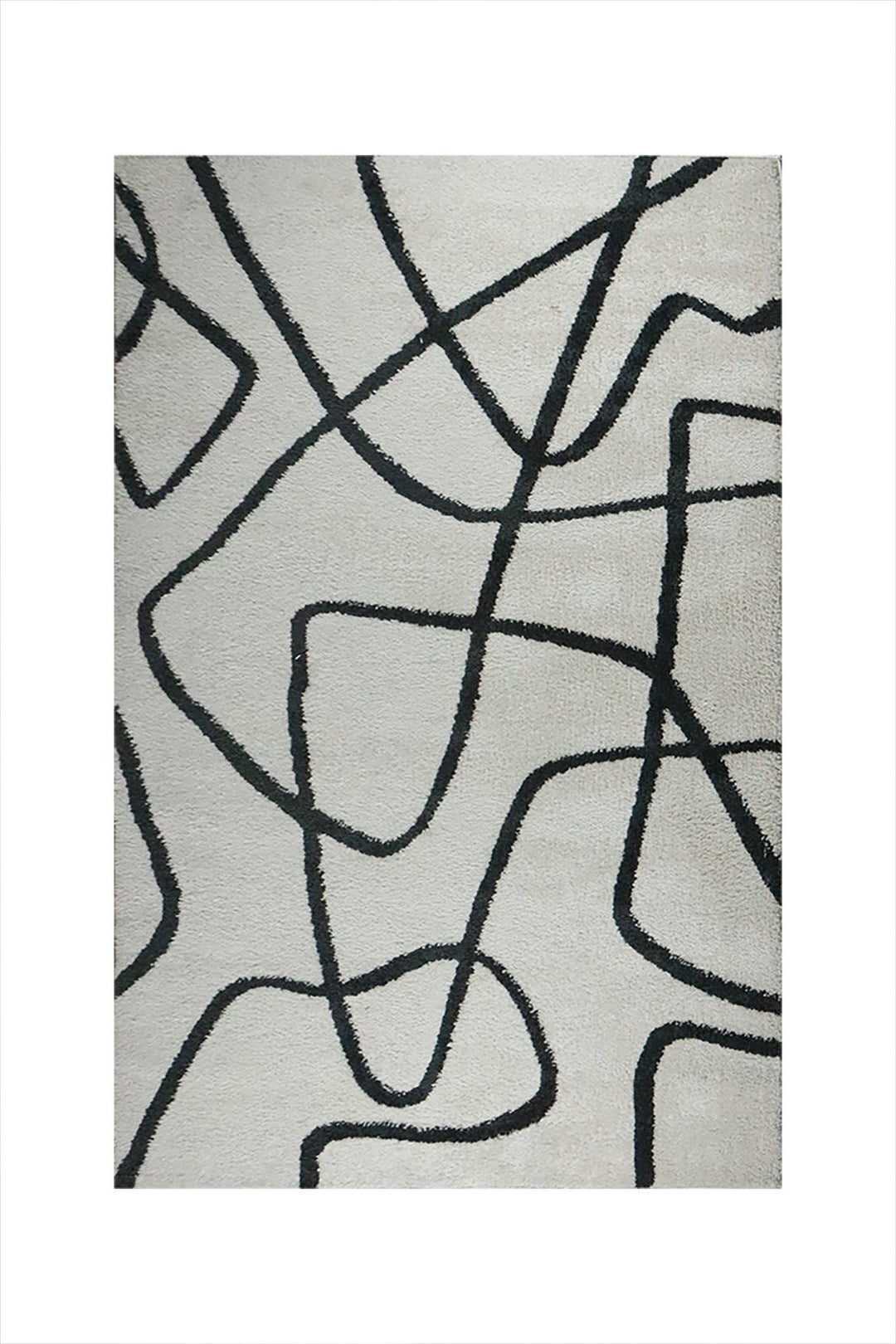 Turkish Modern Festival WD Shaggy Rug - 5.2 x 7.5 FT - White and Blue - Sleek and Minimalist for Chic Interiors - V Surfaces