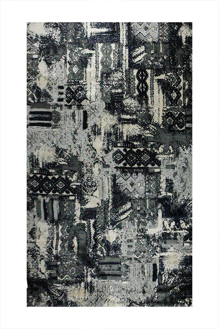 Turkish Modern Fusion Rug - D Gray - 6.5 x 9.5 FT - Superior Elegant Rug for Living Room - V Surfaces