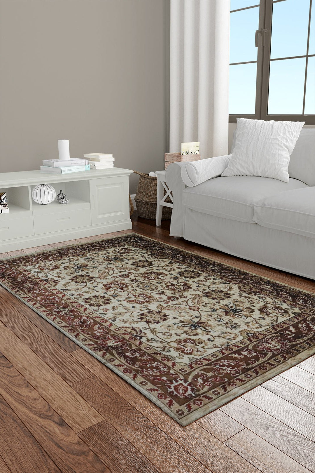 Turkish Modern Kazak Rug - Beige - 3.9 x 5.5 FT - Superior Comfort, Modern Style Accent Rugs - V Surfaces