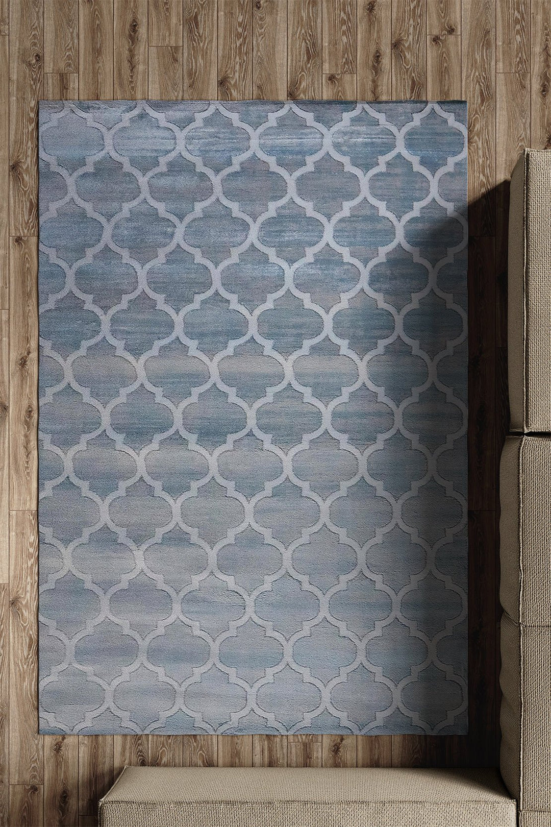 Turkish Modern Rug - 4.9 x 7.5 FT - Rug Festival 1, Blue and Cream - Superior Comfort, Modern & Contemporary Style Accent Rugs - V Surfaces