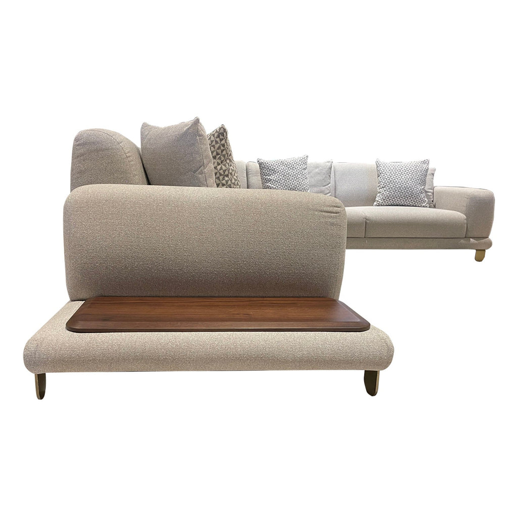 Turkish Modern Sirius L Shape Sofa, Cream - V Surfaces