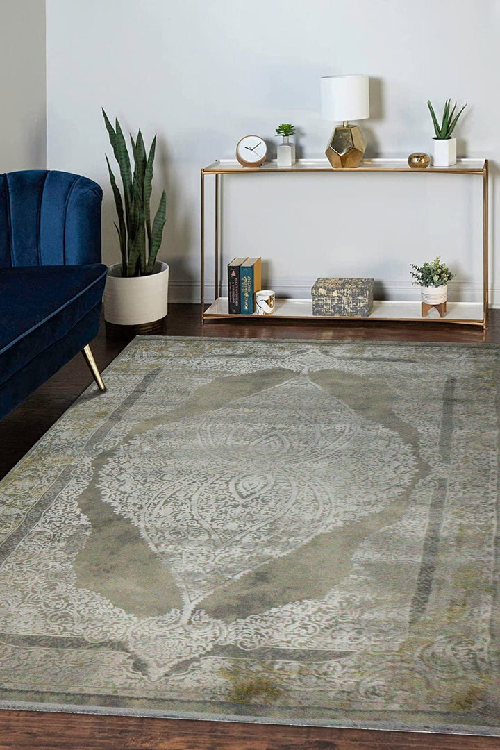 Turkish Modern Sunrise Rug - Gray - 6.5 x 9.5 FT- Resilient Construction for Long-Lasting Use - V Surfaces