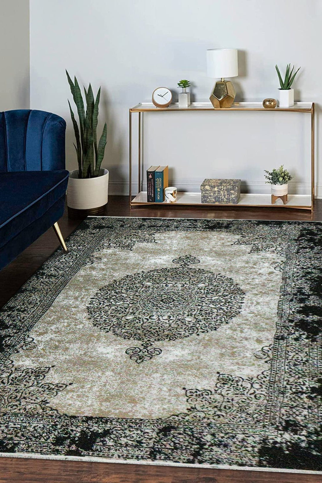 Turkish Modern Vk-Gem Rug - Black - 6.5 X 9.5 Ft- Sleek And Minimalist For Chic Interiors - V Surfaces