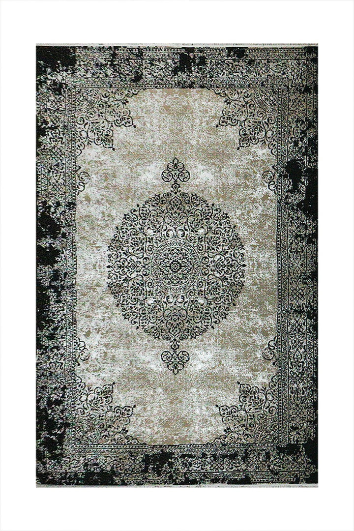 Turkish Modern Vk-Gem Rug - Black - 6.5 X 9.5 Ft- Sleek And Minimalist For Chic Interiors - V Surfaces