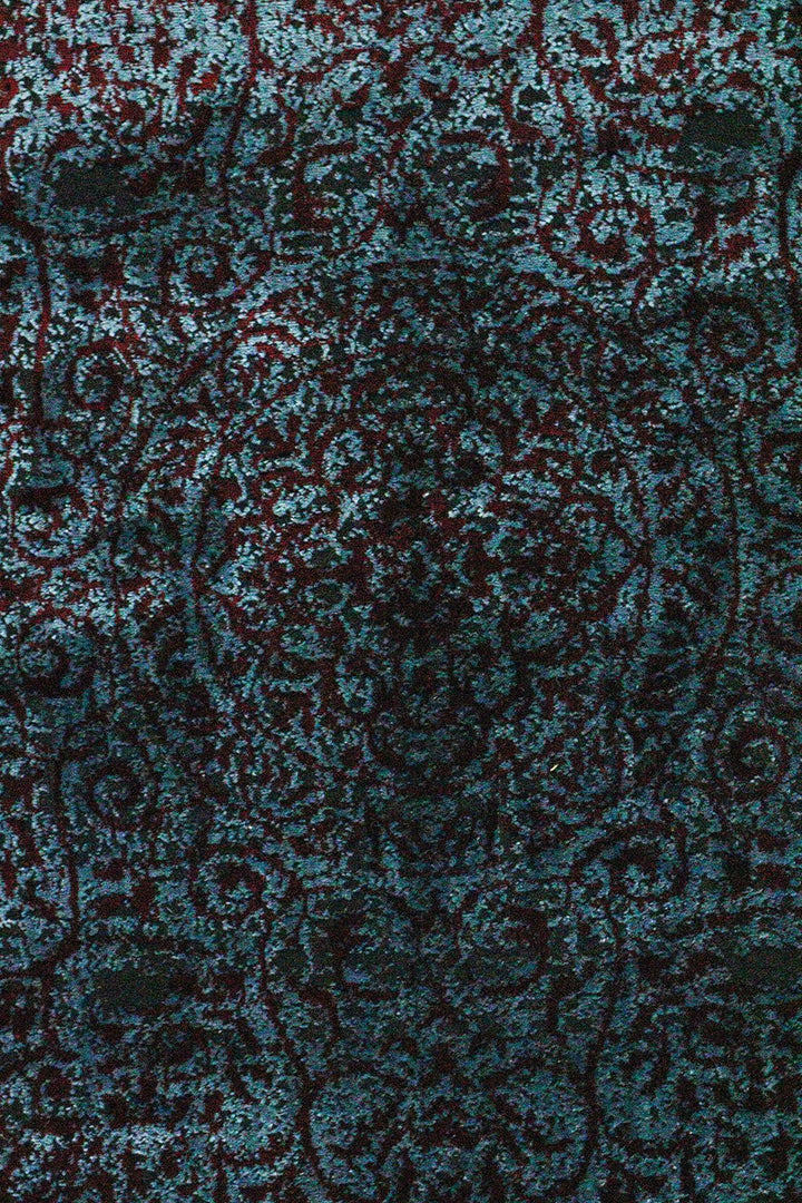 Turkish Modern Vk-Gem Rug - Blue & Red - 6.5 x 9.5 FT- Sleek and Minimalist for Chic Interiors - V Surfaces