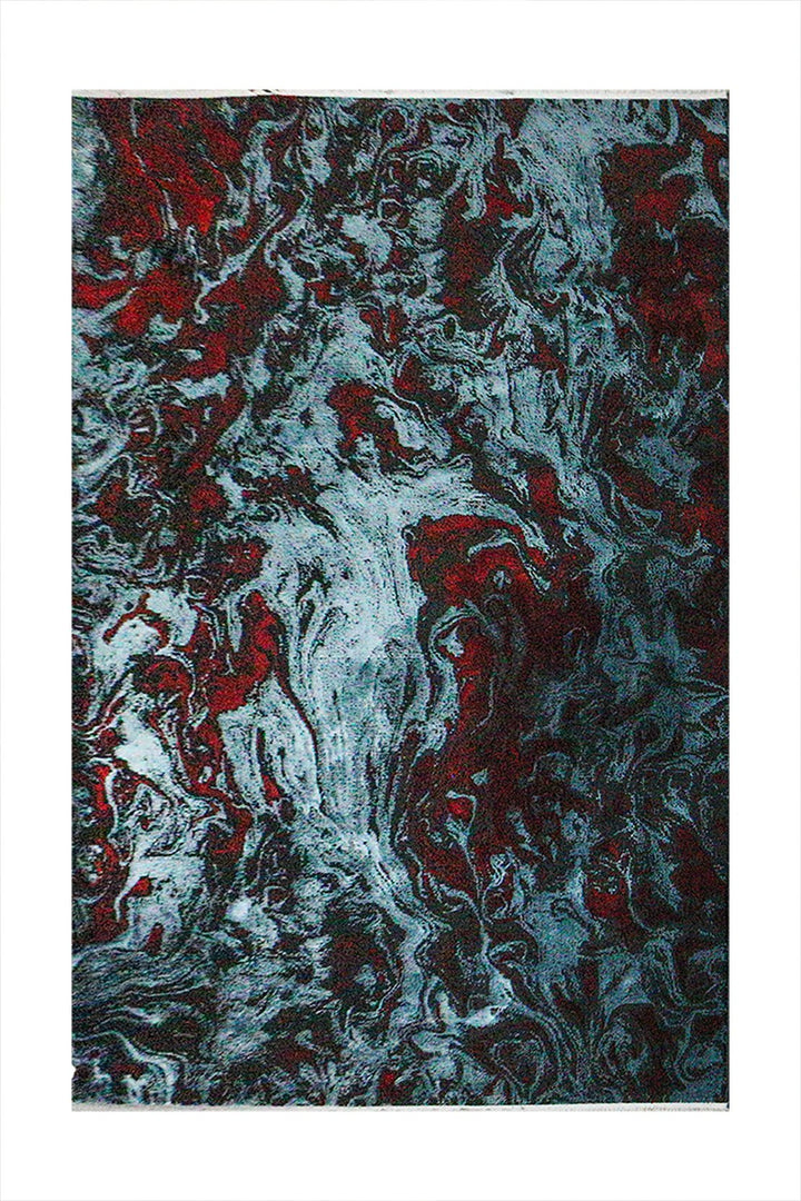 Turkish Modern Vk-Gem Rug - Blue & Red - 6.5 X 9.5 Ft- Sleek And Minimalist For Chic Interiors - V Surfaces