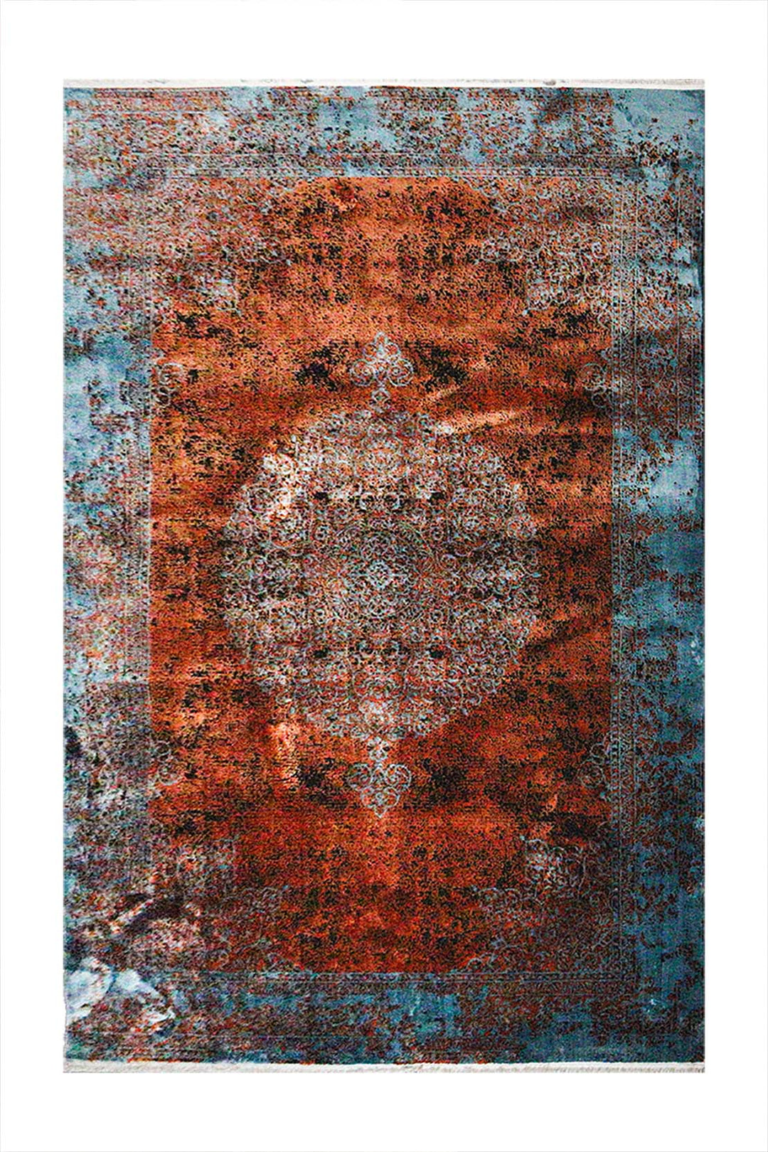 Turkish Modern Vk-Gem Rug - Red & Blue - 6.5 X 9.5 Ft- Sleek And Minimalist For Chic Interiors - V Surfaces