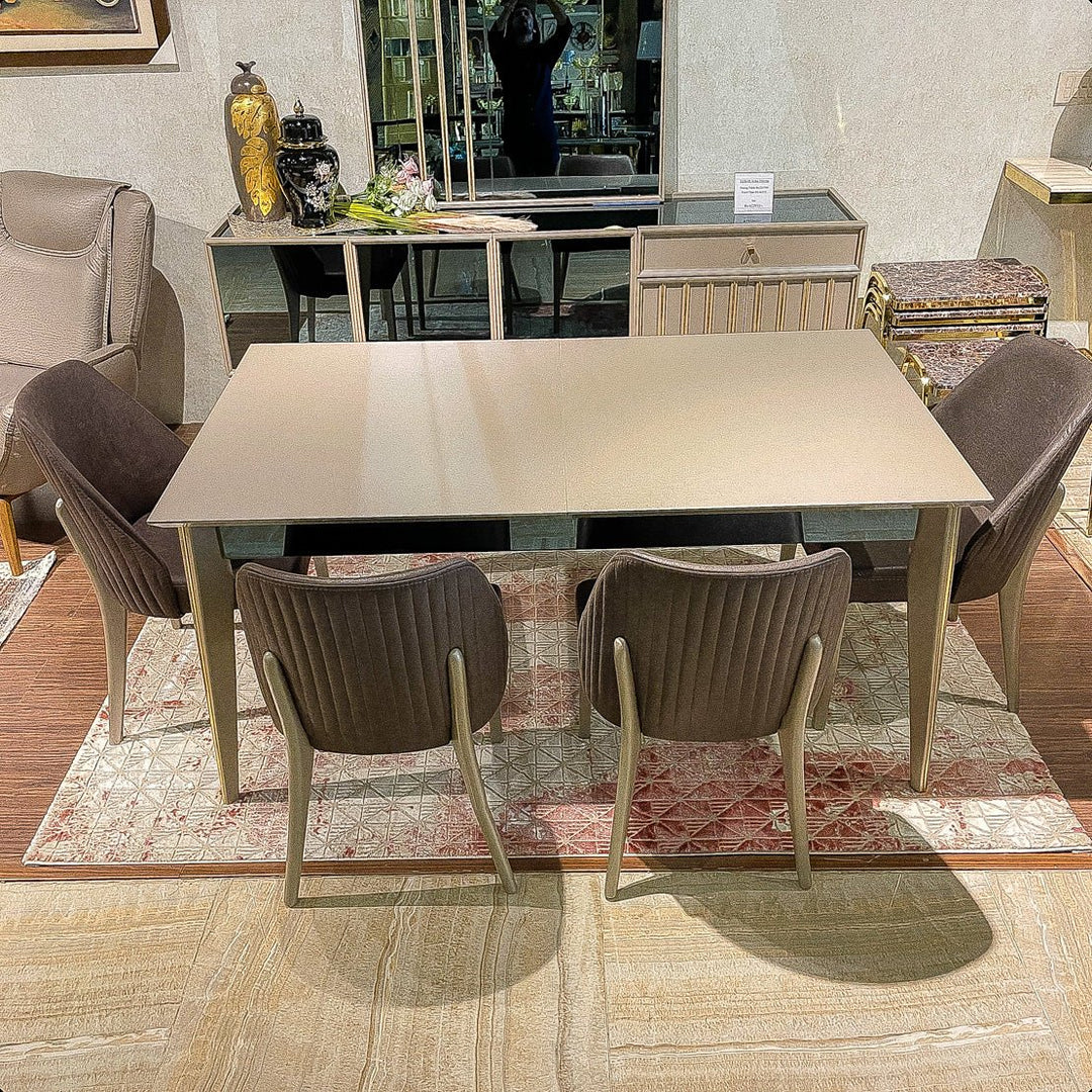 Turkish Pera Dining Table with Fabric Chairs, (Dining Table + 6 Chairs) - V Surfaces