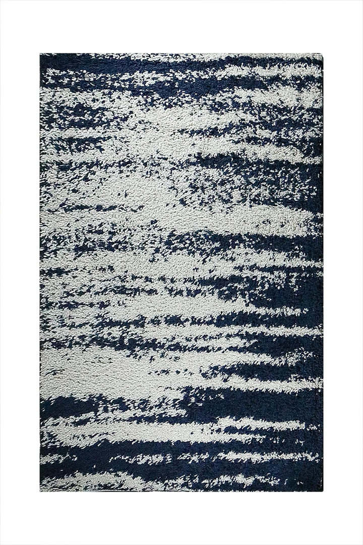 Turkish Plush and Soft Festival WD Shaggy Rug -5.3 x 7.5 FT - Cream and Blue - Fluffy Furry Floor Decor Shaggy Rug - V Surfaces