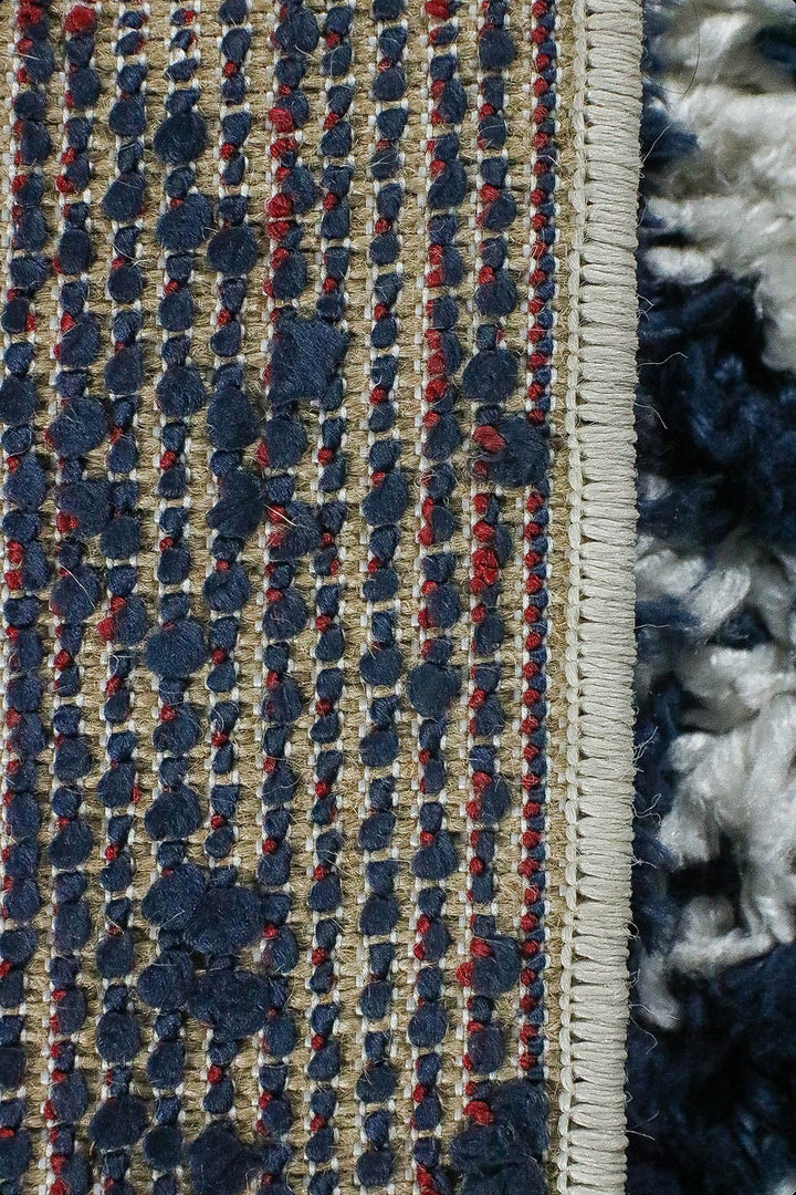 Turkish Plush and Soft Festival WD Shaggy Rug -5.3 x 7.5 FT - Cream and Blue - Fluffy Furry Floor Decor Shaggy Rug - V Surfaces