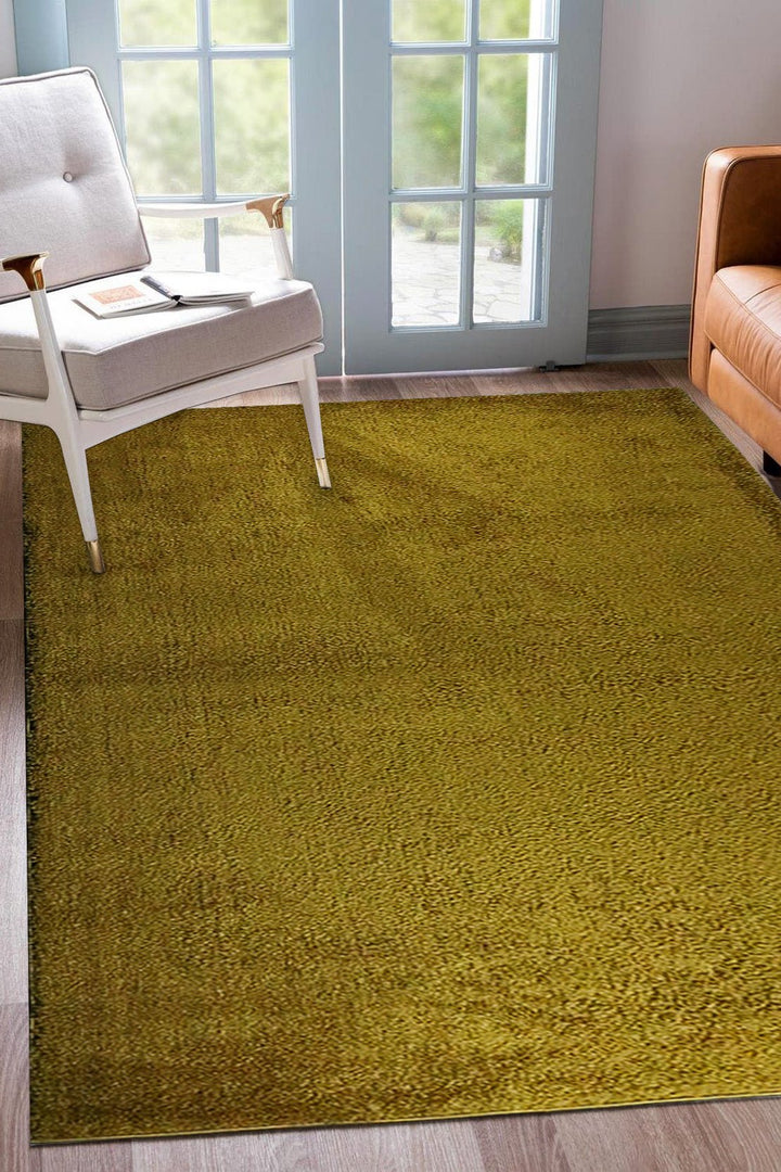 Turkish Plush and Soft Festival WD Shaggy Rug -5.3 x 7.5 FT - Yellow - Fluffy Furry Floor Decor Shaggy Rug - V Surfaces