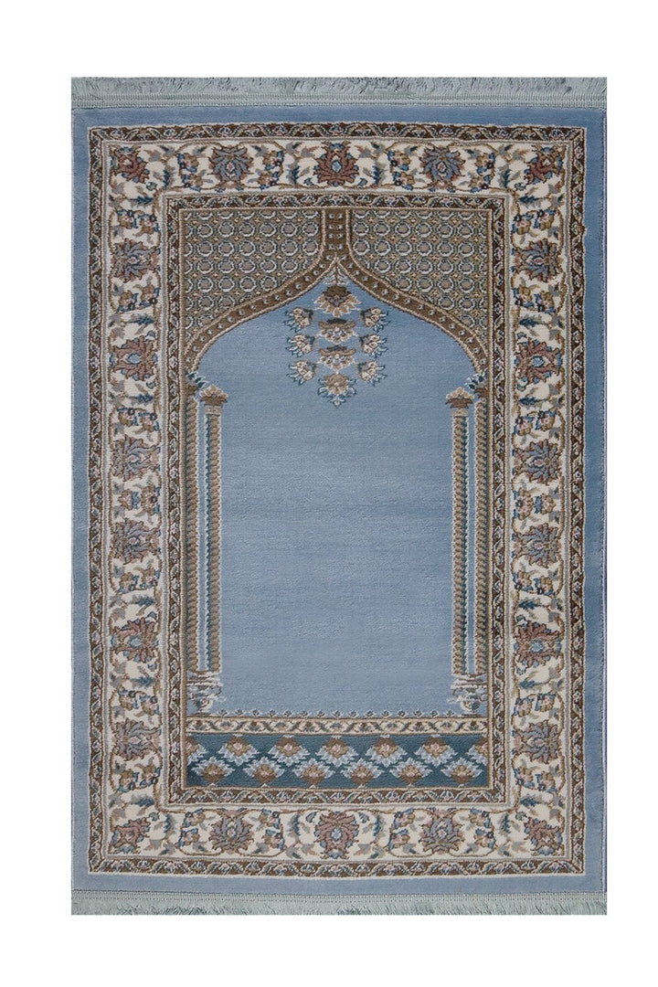 Turkish Style Acrylic Sajjadeh Prayers Mat - Blue - Soft, Durable, and Easy to Clean - V Surfaces