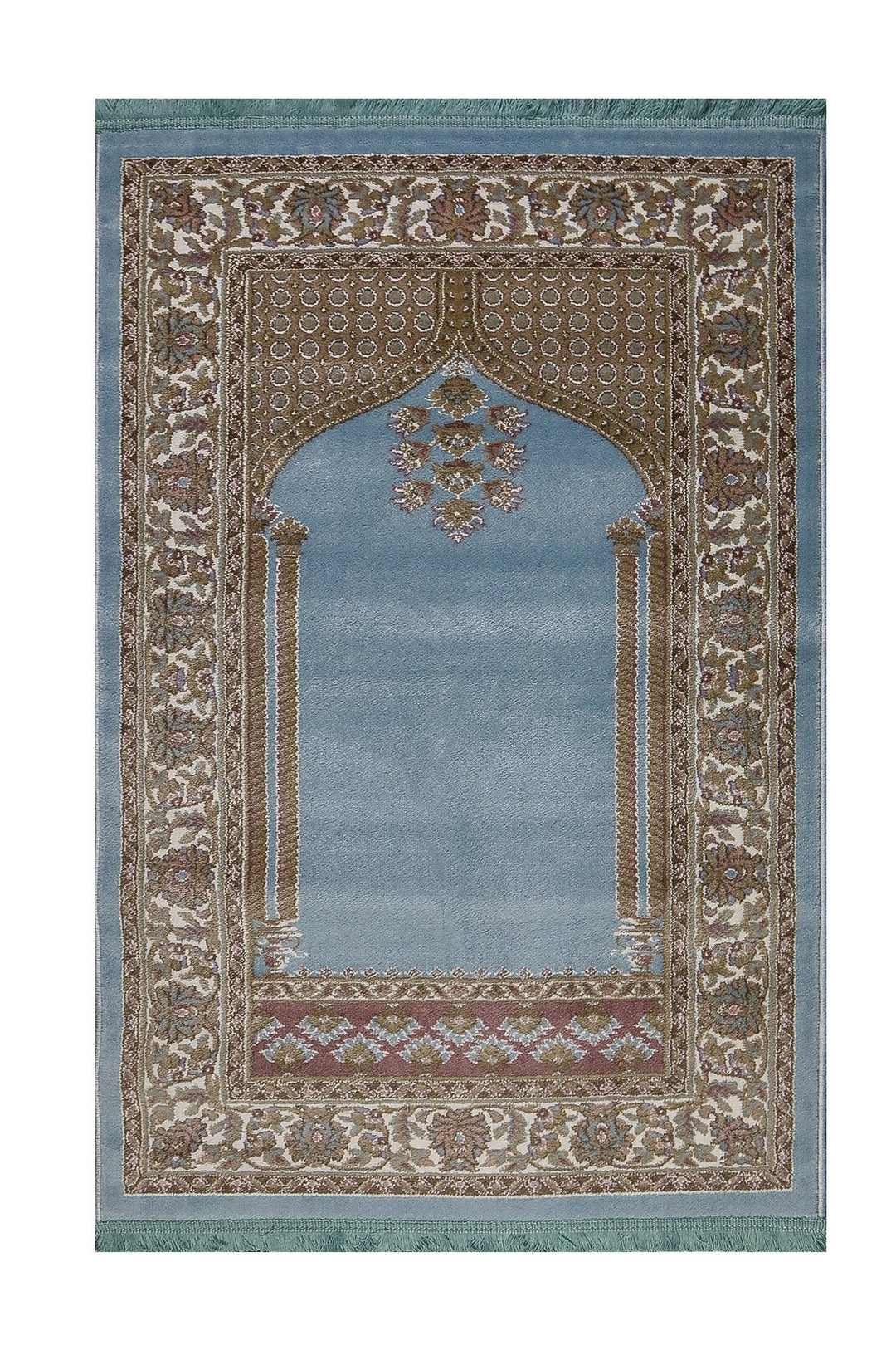 Turkish Style Acrylic Sajjadeh Prayers Mat - Blue - Soft, Durable, and Easy to Clean - V Surfaces