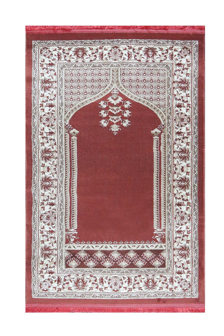 Turkish Style Acrylic Sajjadeh Prayers Mat - Maroon - Soft, Durable, and Easy to Clean - V Surfaces