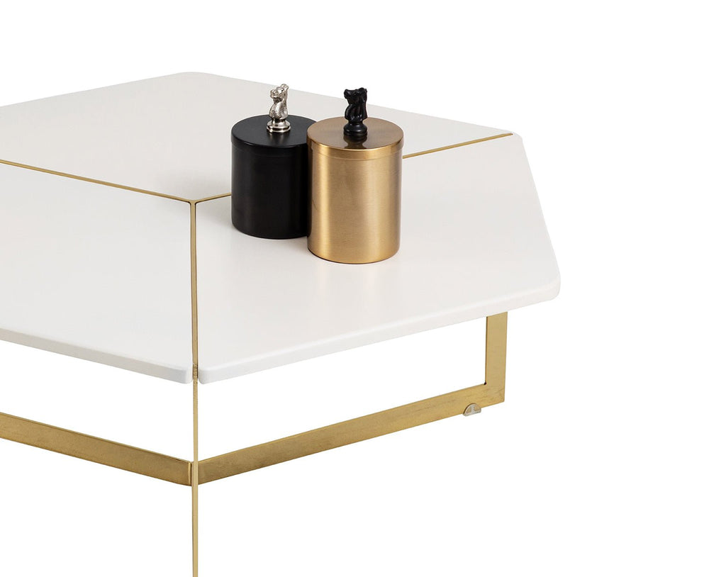 Turkish Table - MDF Paint - Cream Table With Golden Design - V Surfaces