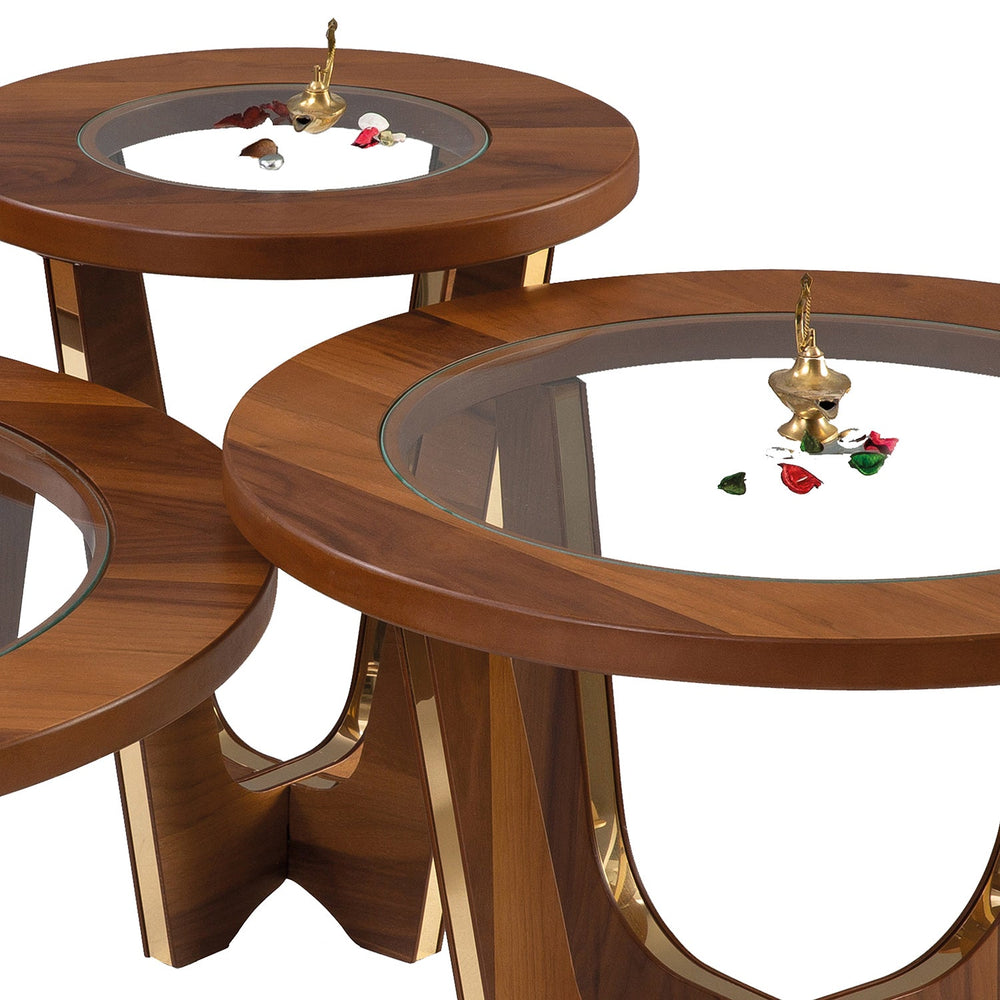 Turkish Walnut Center Table - Standard - Circle - Set of 3 Tables - MDF With Vineer Paint - V Surfaces