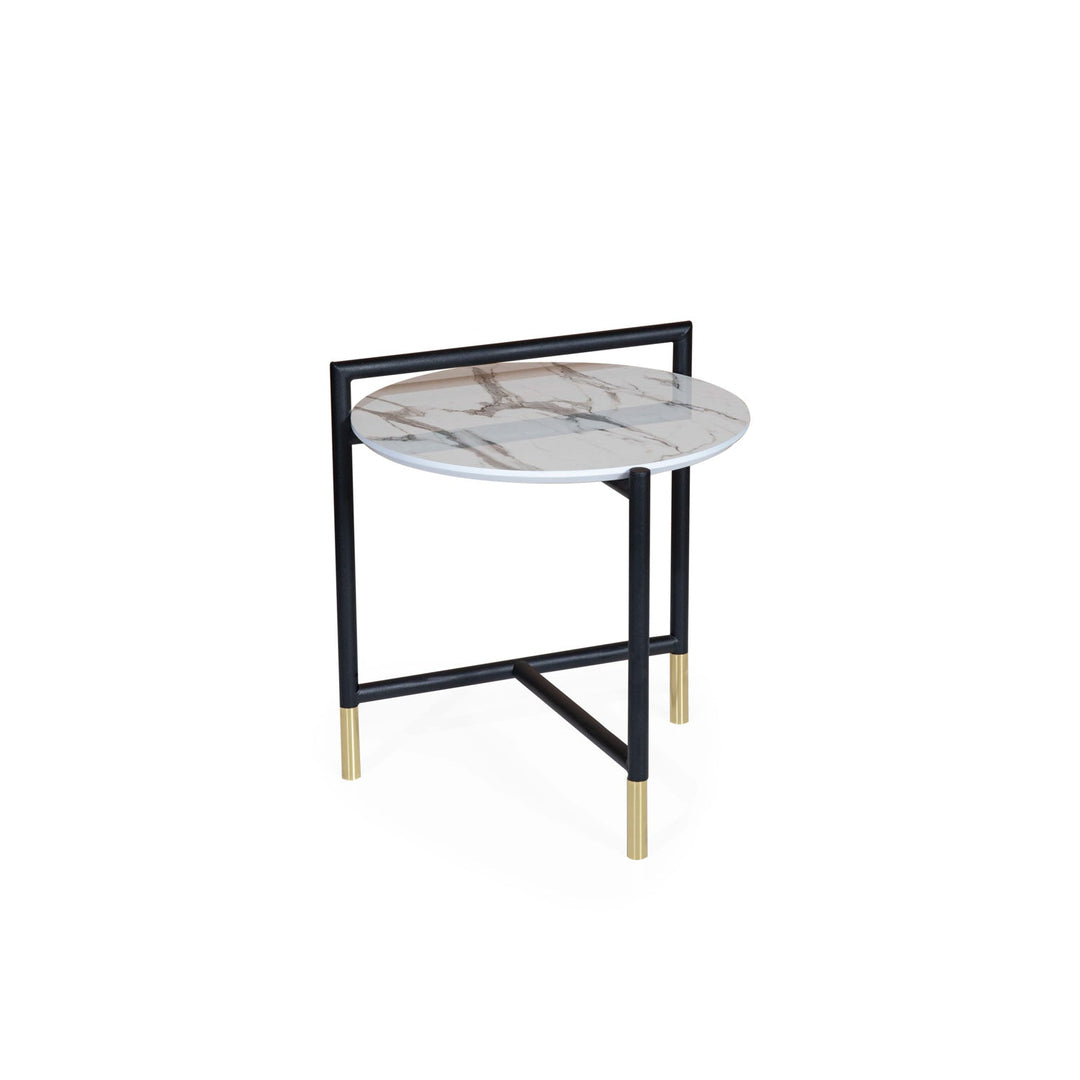 Turkish White Marble Center Table, Gold and White - V Surfaces