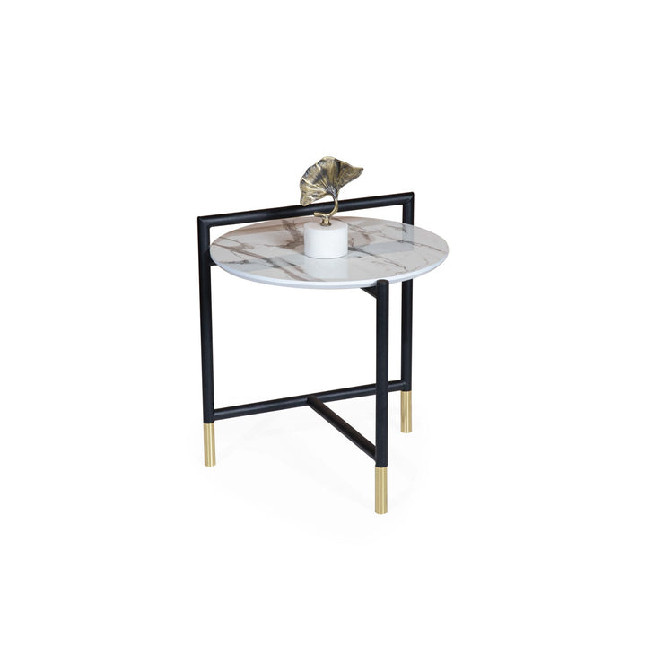 Turkish White Marble Center Table, Gold and White - V Surfaces