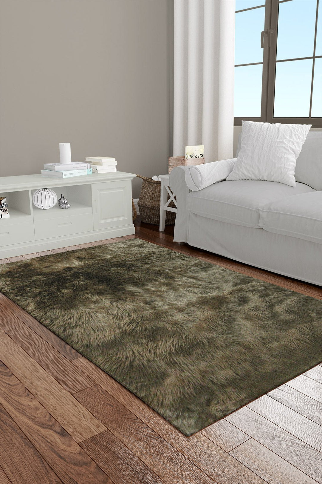 Wild Life (Sheep Fur) - 3.9 x 5.5 FT - Brown - Luxuriously Soft Fluffy Rug - V Surfaces