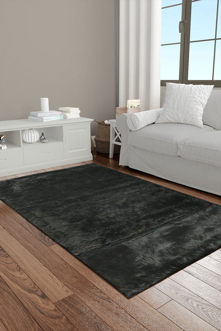 Wild Life (Sheep Fur) - 3.9 x 5.5 FT - Dark Gray - Luxuriously Soft Fluffy Rug - V Surfaces