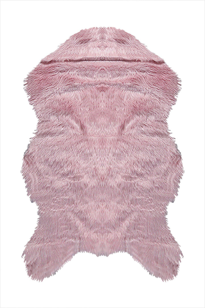 Wild Life (Sheep Fur) - 3.9 x 5.5 FT - Pink - Luxuriously Soft Fluffy Rug - V Surfaces